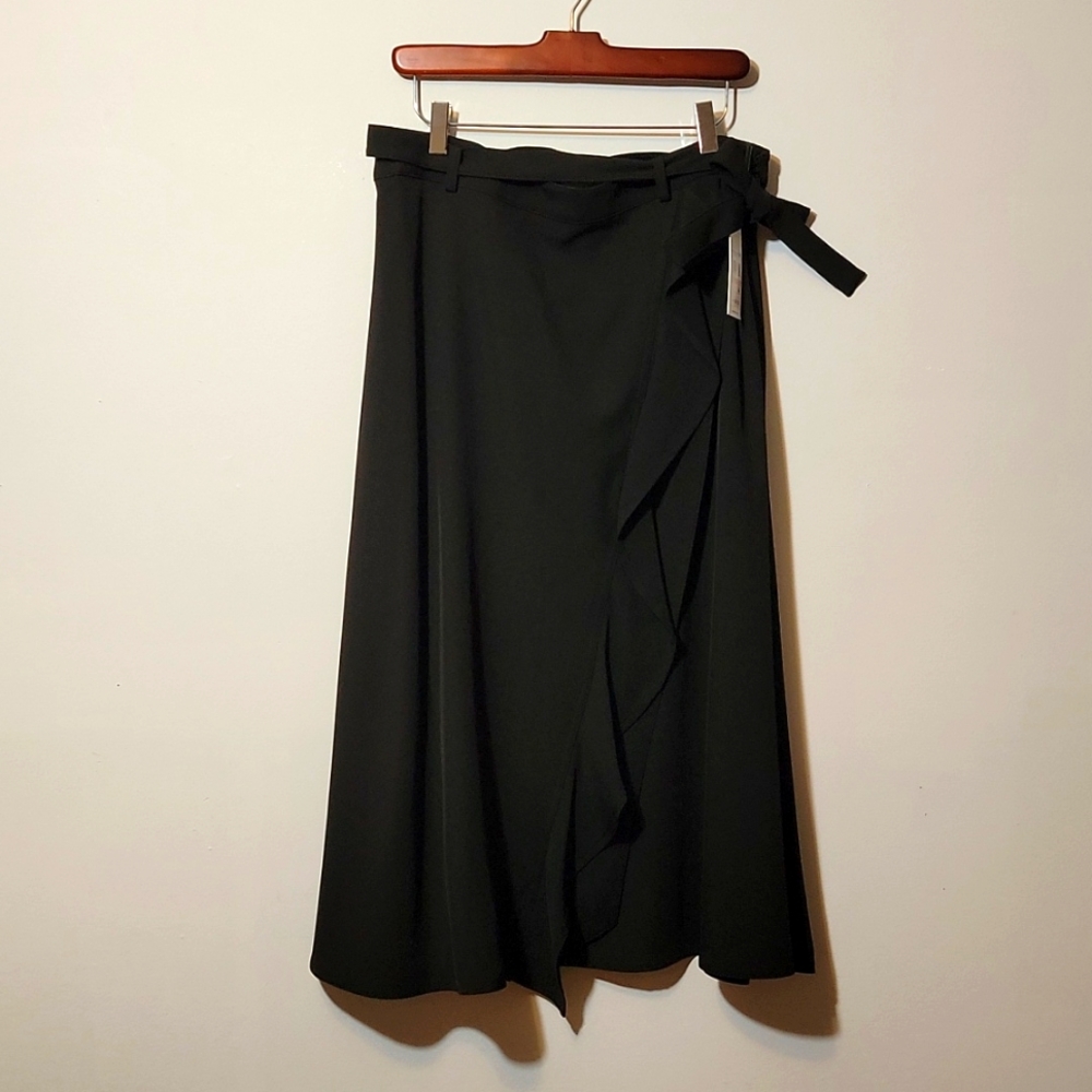 Calvin Klein black midi skirt with ruffle